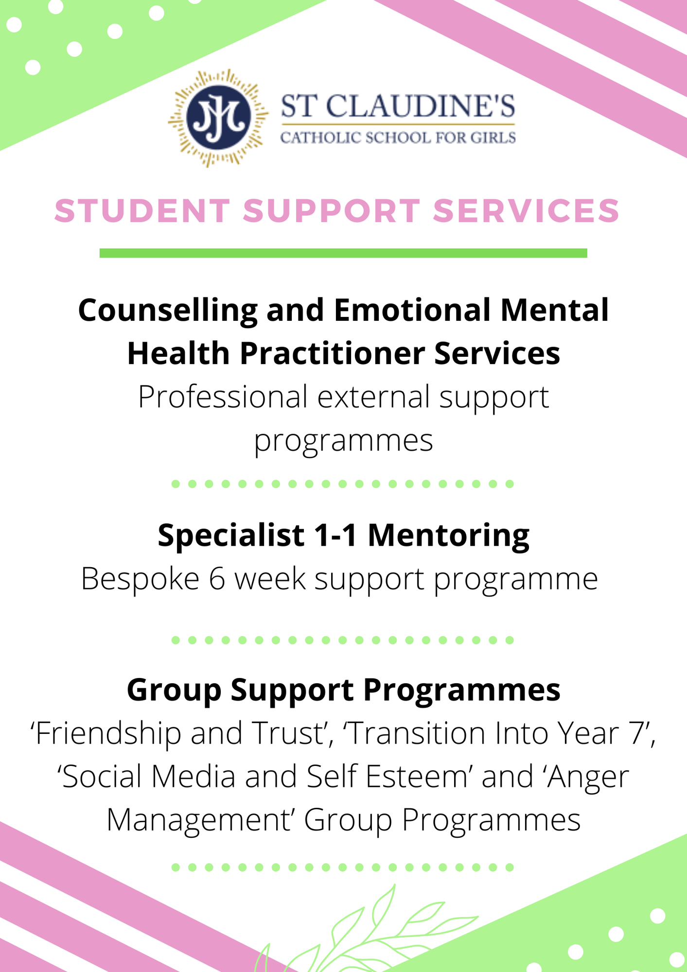 Wellbeing2023 st claudines student support services